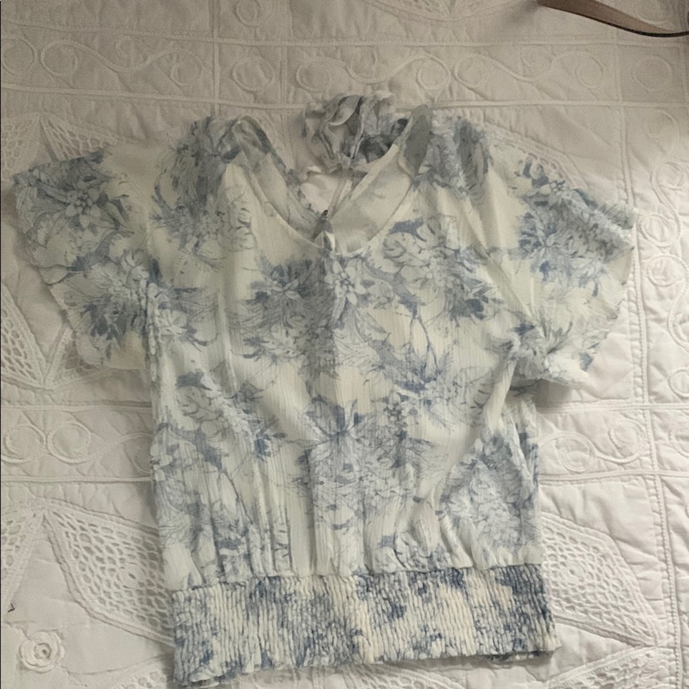 Sheer Blouse with Floral Pattern